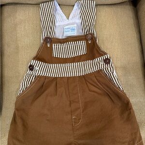 Brown Striped Kids Overalls- Frumpy Rumps brand